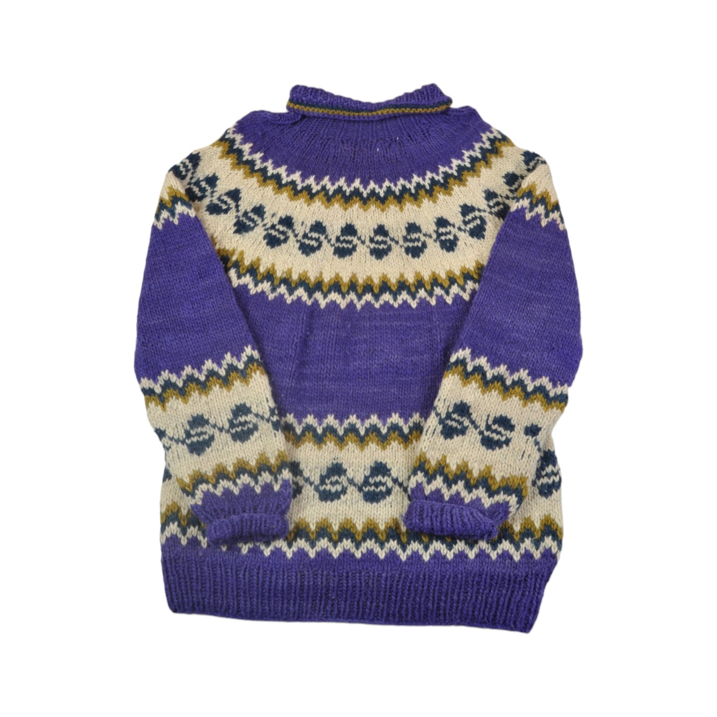 Vintage Knitwear Sweater Scandi Pattern Purple Ladies Large