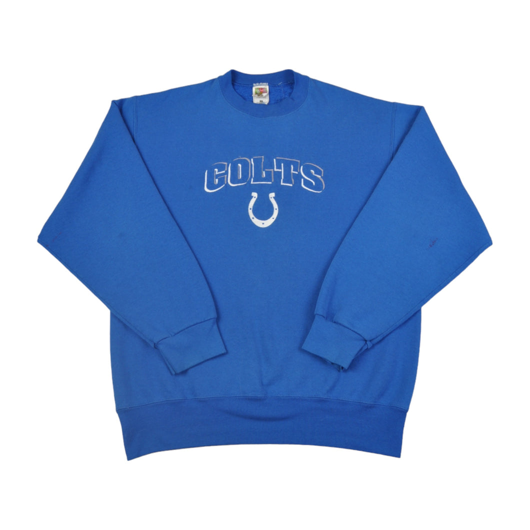 Vintage NFL Indianapolis Colts Sweatshirt Fruit of the Loom Blue Large