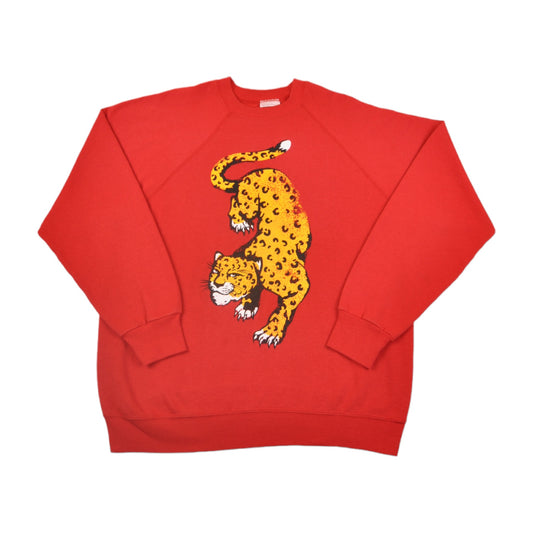 Leopard Printed Sweatshirt Red
