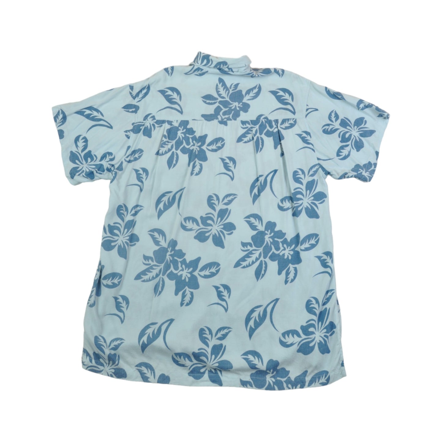 Vintage Retro Patterned Surf Shirt Short Sleeved Blue Small