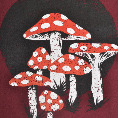 Mushroom Toadstool Printed Sweatshirt Burgundy