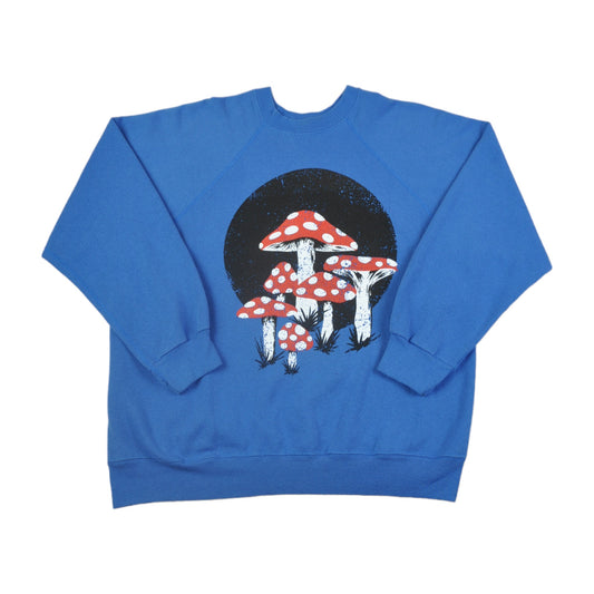 Mushroom Toadstool Printed Sweatshirt Blue