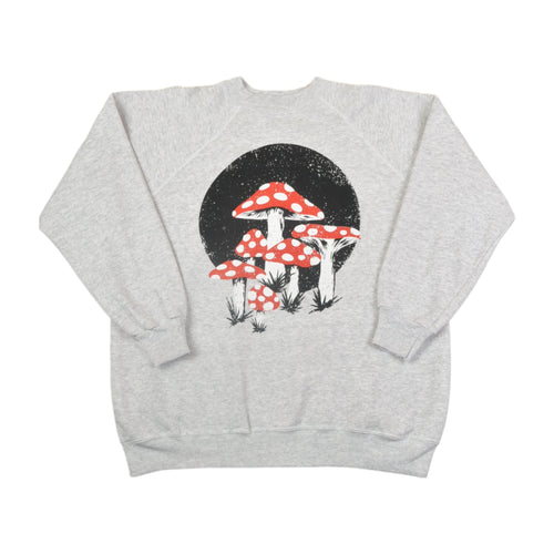 Mushroom Toadstool Printed Sweatshirt Light Grey