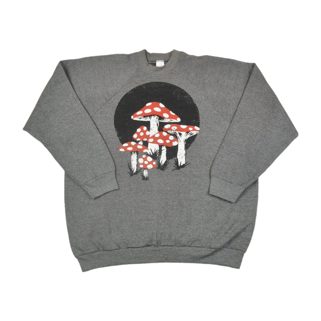 Mushroom Toadstool Printed Sweatshirt Dark Grey