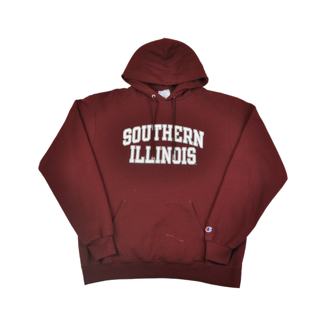 Vintage Champion Southern Illinois Hoodie Sweatshirt Burgundy Large