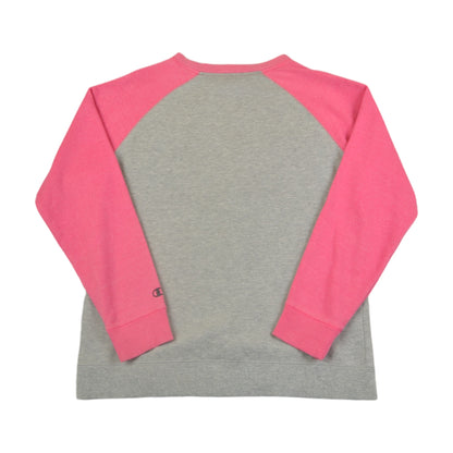 Vintage Champion Crew Neck Sweatshirt Grey/Pink Ladies XL