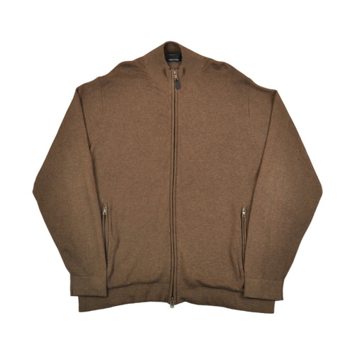 Vintage Nautica Zip Knitted Sweatshirt Brown XL