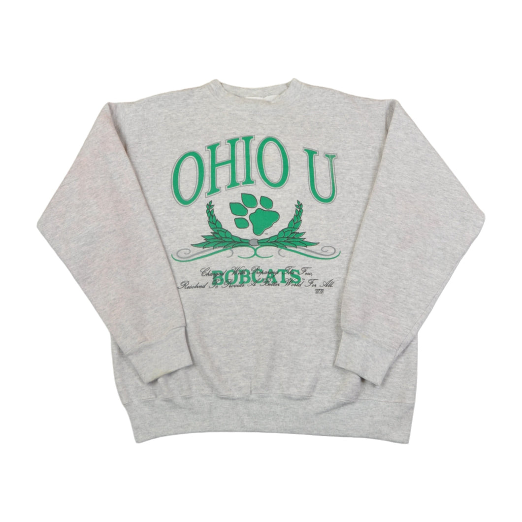 Vintage Ohio U Bobcats Sweatshirt Grey Medium