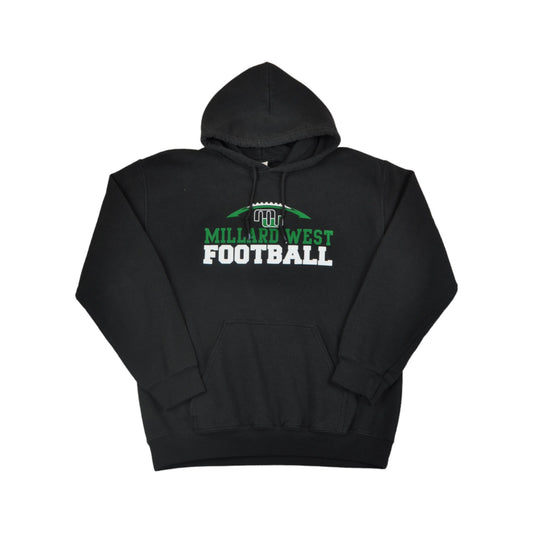 Vintage Millard West American Football Team Hoodie Sweatshirt Black Medium