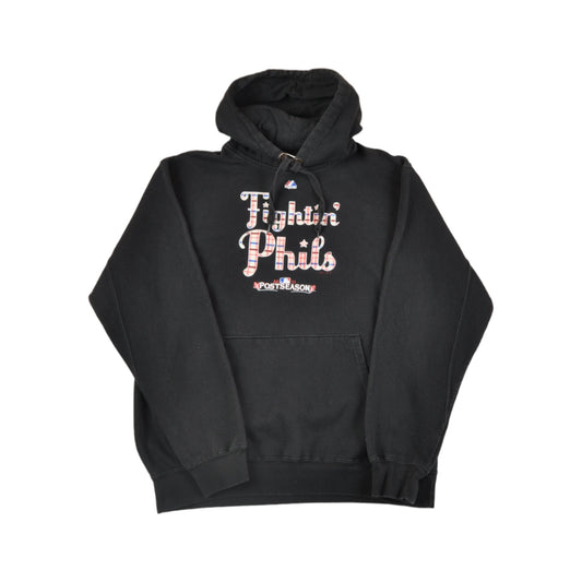 Vintage Phillies Fightin' Phils Baseball Hoodie Sweatshirt Black Medium