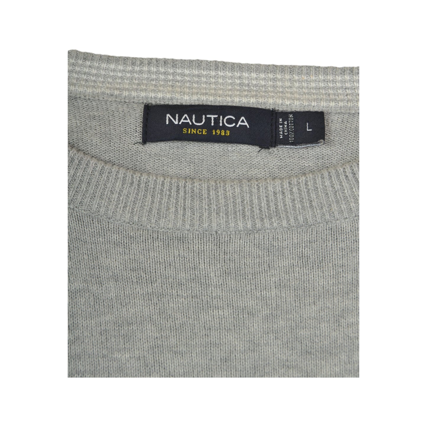Vintage Nautica Knit Pullover Sweater Grey Large