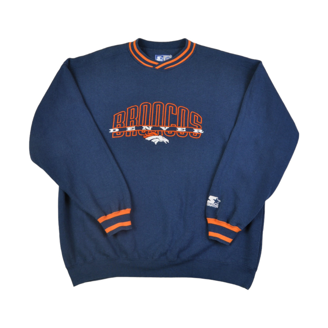 Vintage NFL Starter Denver Broncos Sweatshirt Navy XXL