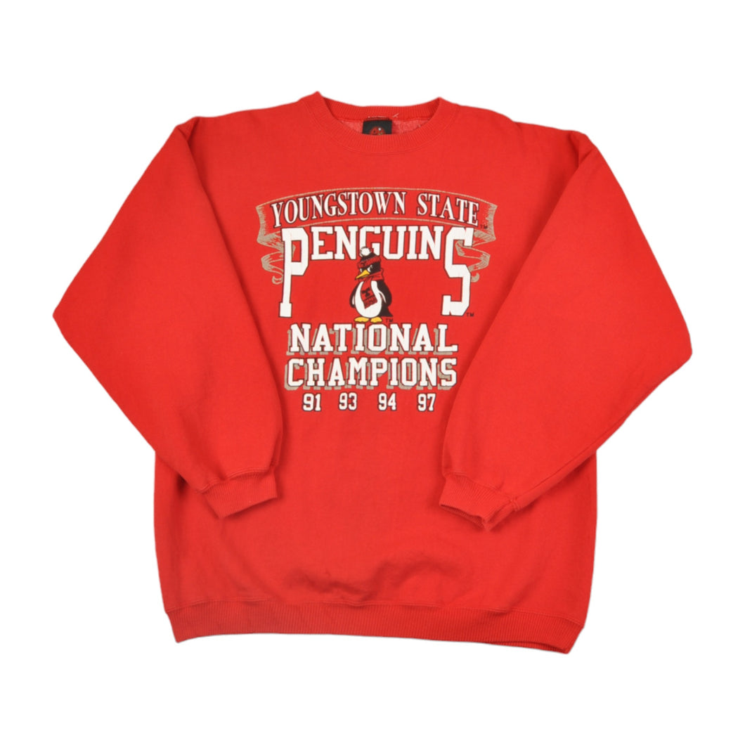 Vintage Youngstown State Penguins 90s Sweatshirt Red Medium