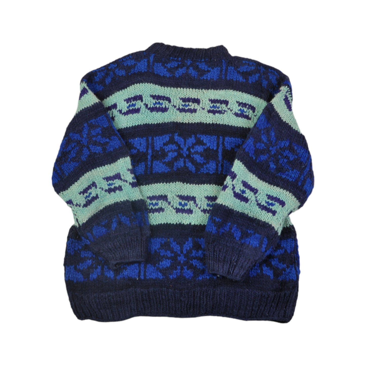 Vintage Knitwear Sweater Scandi Pattern Blue/Green Ladies XL