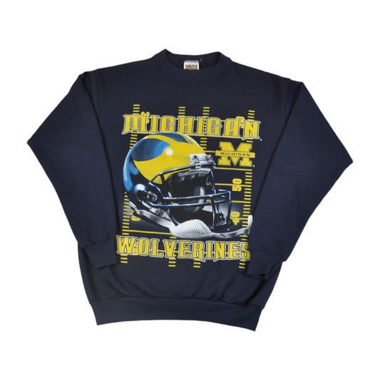 Vintage Michigan Wolverines American Football Sweatshirt Navy Small