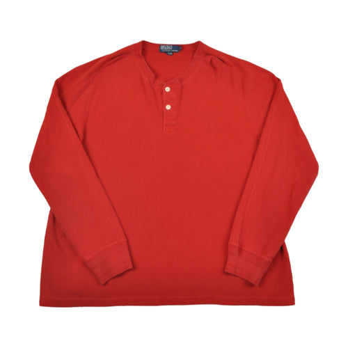 Vintage POLO Ralph Lauren Button Up Pullover Sweater Red Large
