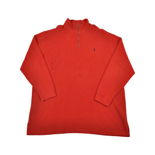 Vintage POLO Ralph Lauren 1/4 Zip Pullover Sweater Red XXXL