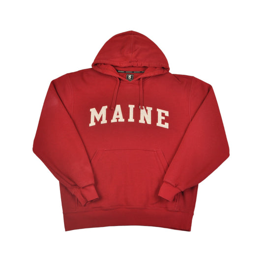 Vintage Maine Hoodie Sweatshirt Red Medium