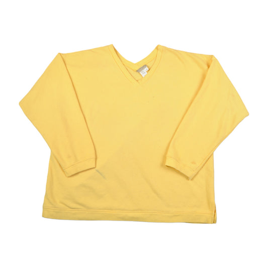 Vintage V-Neck Sweatshirt Yellow Ladies XL