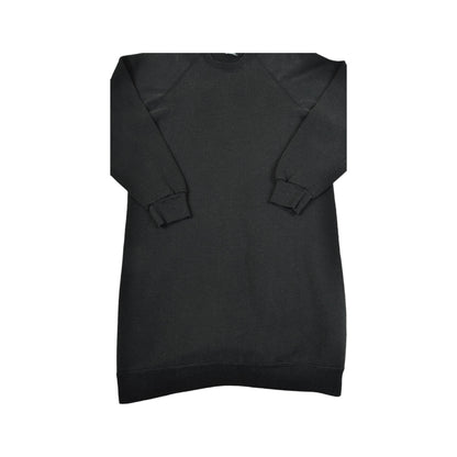 Vintage 80s Sweatshirt Dress Black Ladies Medium