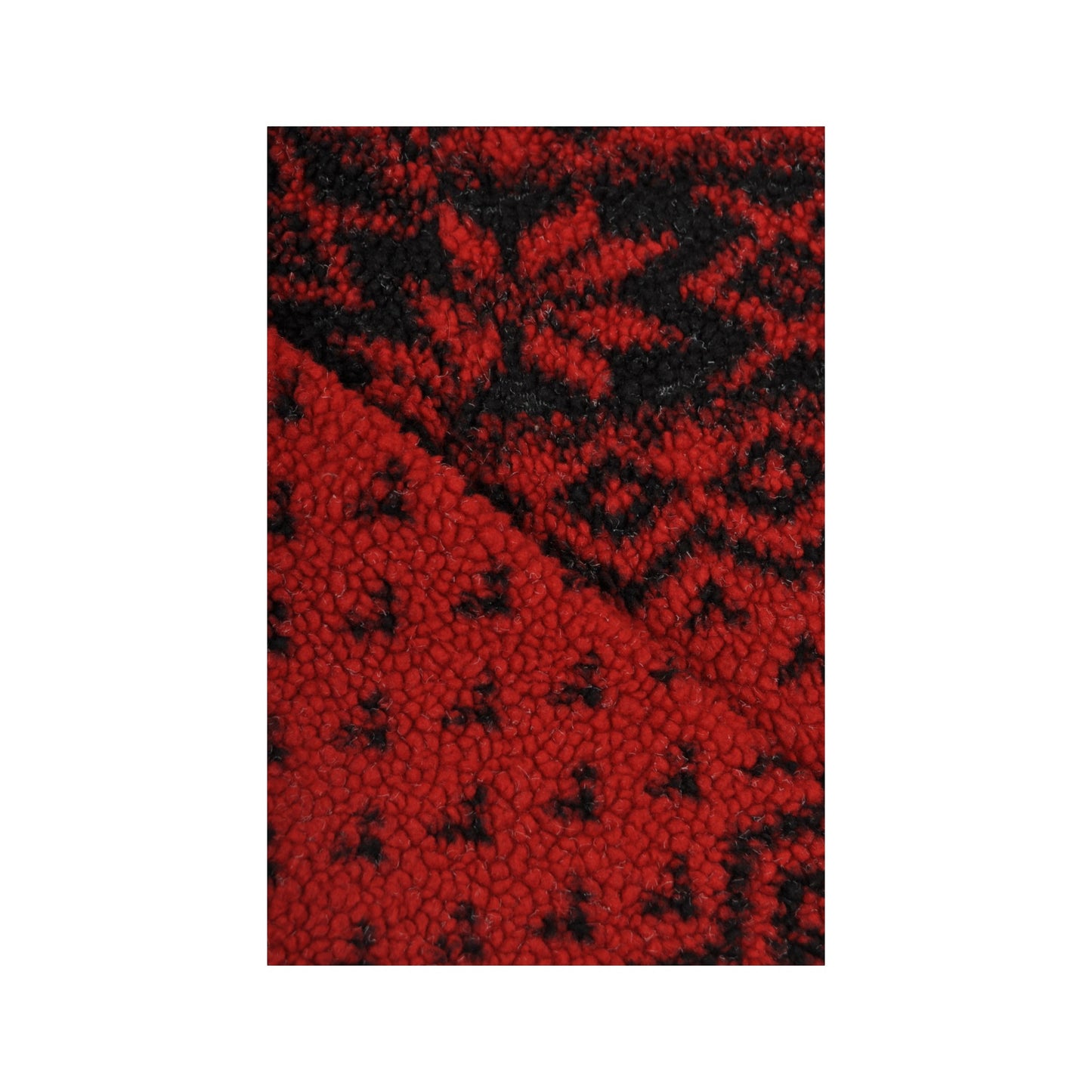 Vintage Fleece 1/4 Zip Retro Pattern Red/Black Ladies Medium