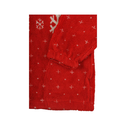 Vintage Fleece Jacket Winter Pattern Red/Black Large
