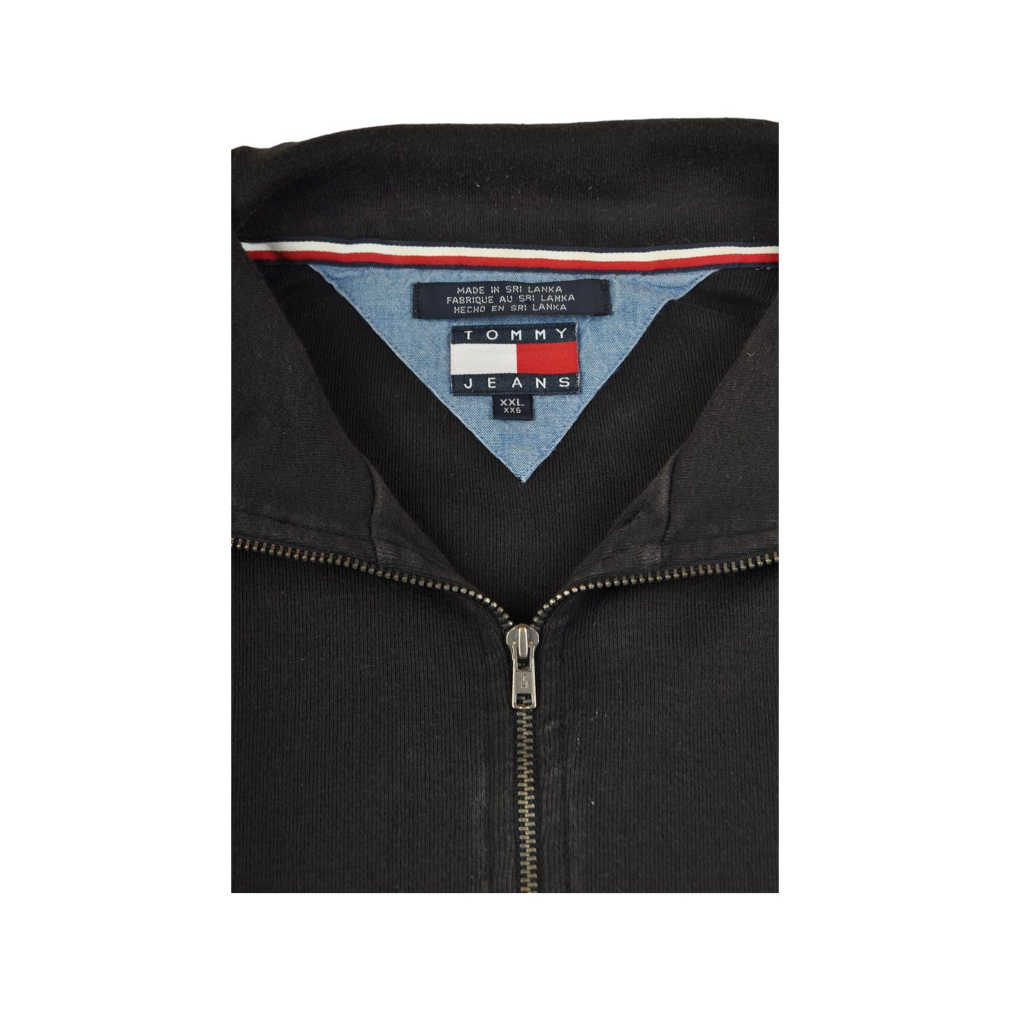 Vintage Tommy Hilfiger Jean 1/4 Zip Sweatshirt Black XXL