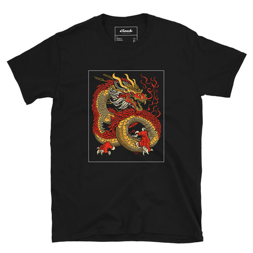 Japanese Dragon Printed T-Shirt Black (S-XXXL)