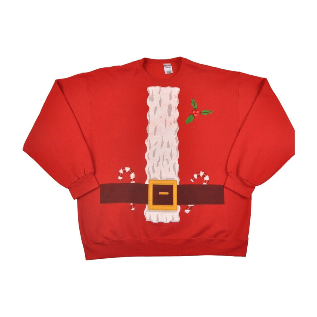 Vintage Christmas Sweatshirt Santa Outfit Red XXL
