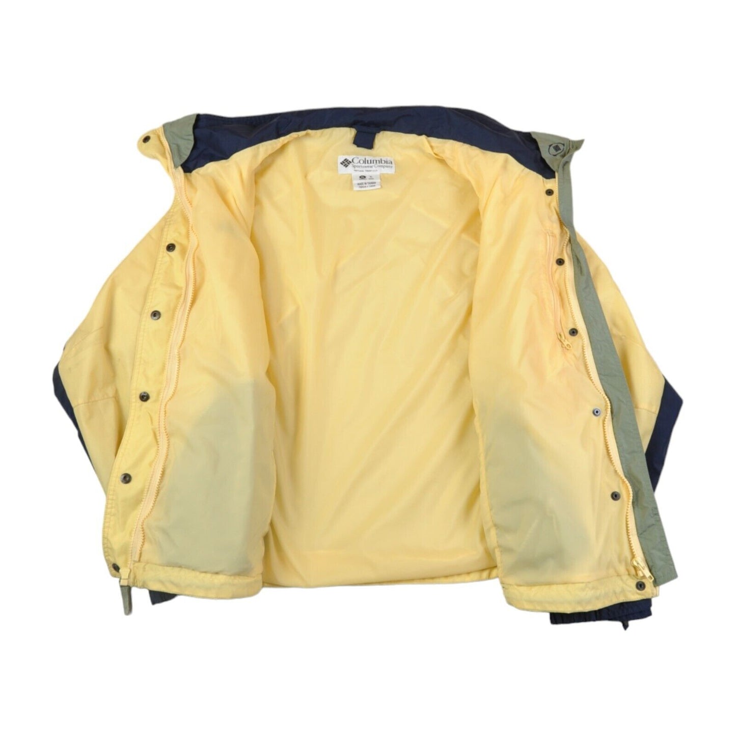 Vintage Columbia Jacket Waterproof Yellow/Navy Ladies XL
