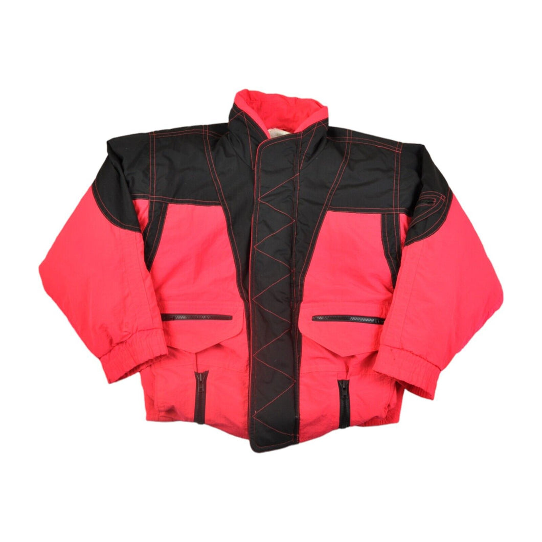 Vintage Ski Jacket 80s Style Pink/Black Ladies XL